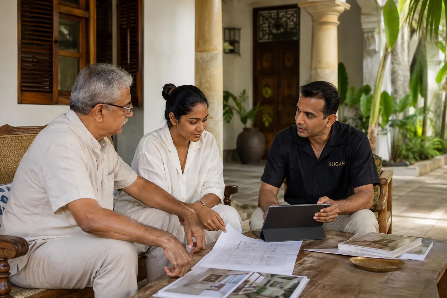 Illustrative property planning conversation between owners and a hospitality advisor