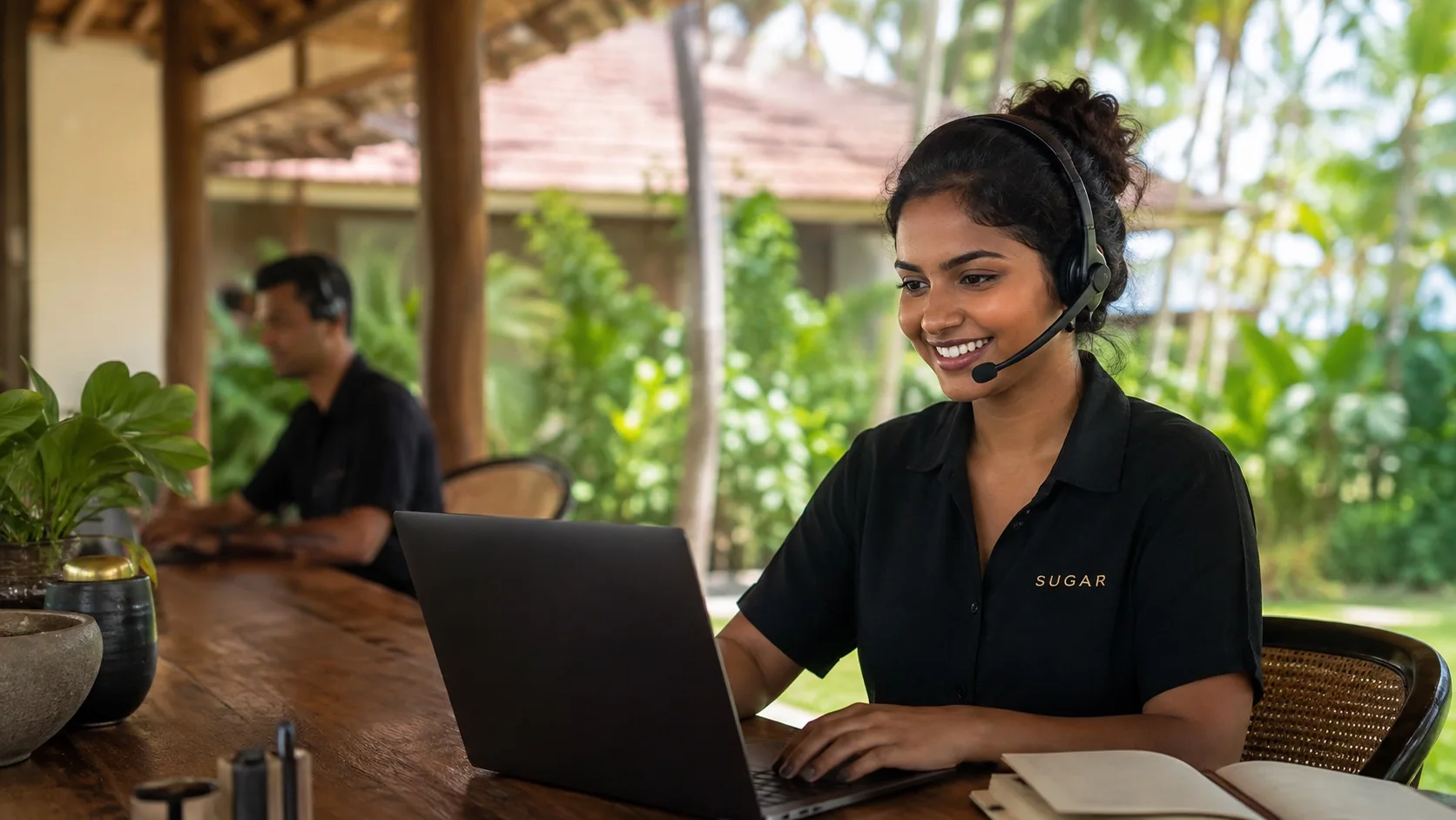 Concept image of a Sugar reservations specialist assisting guests