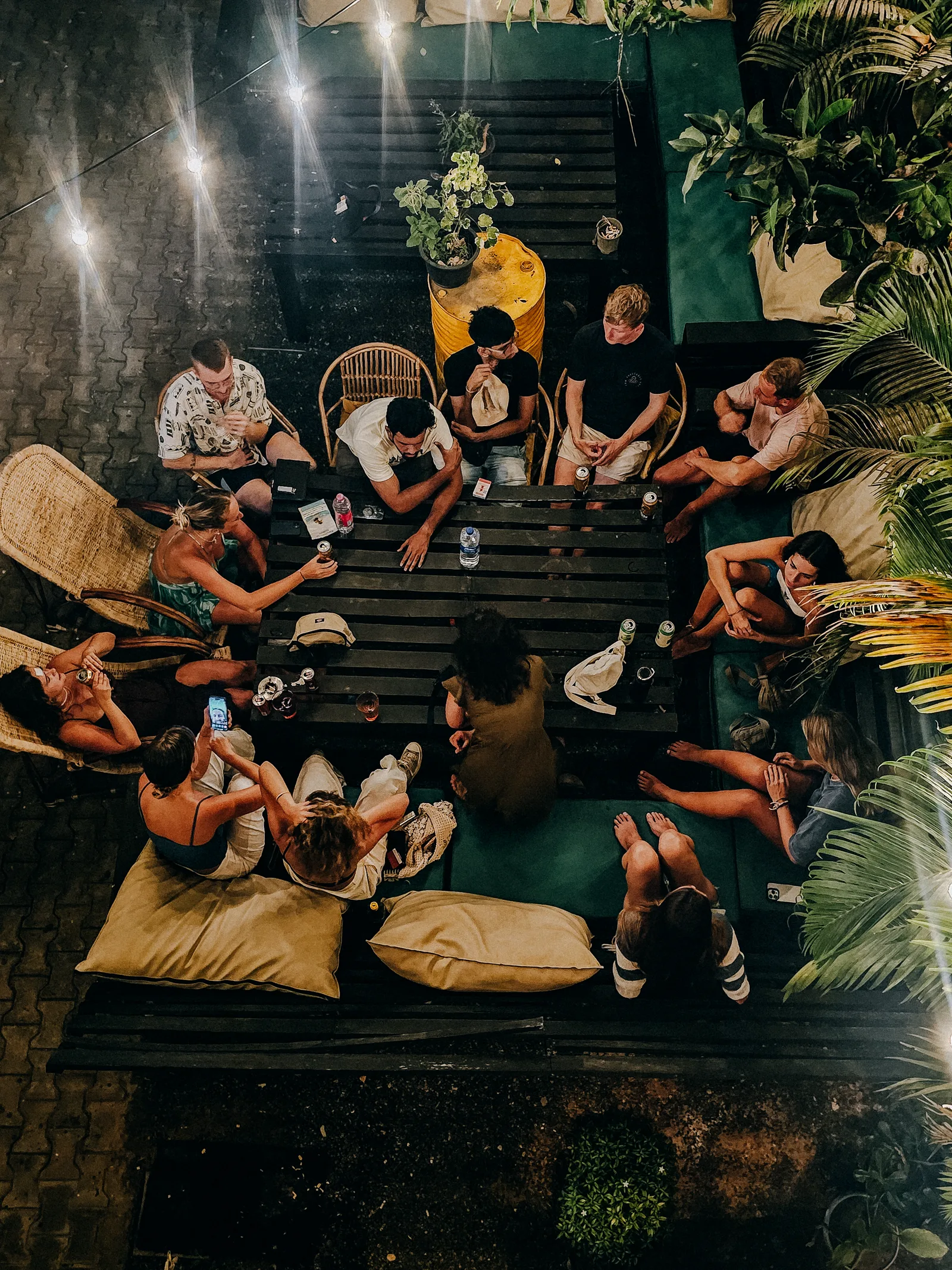 An international community gathering at Sugar Hostel Weligama