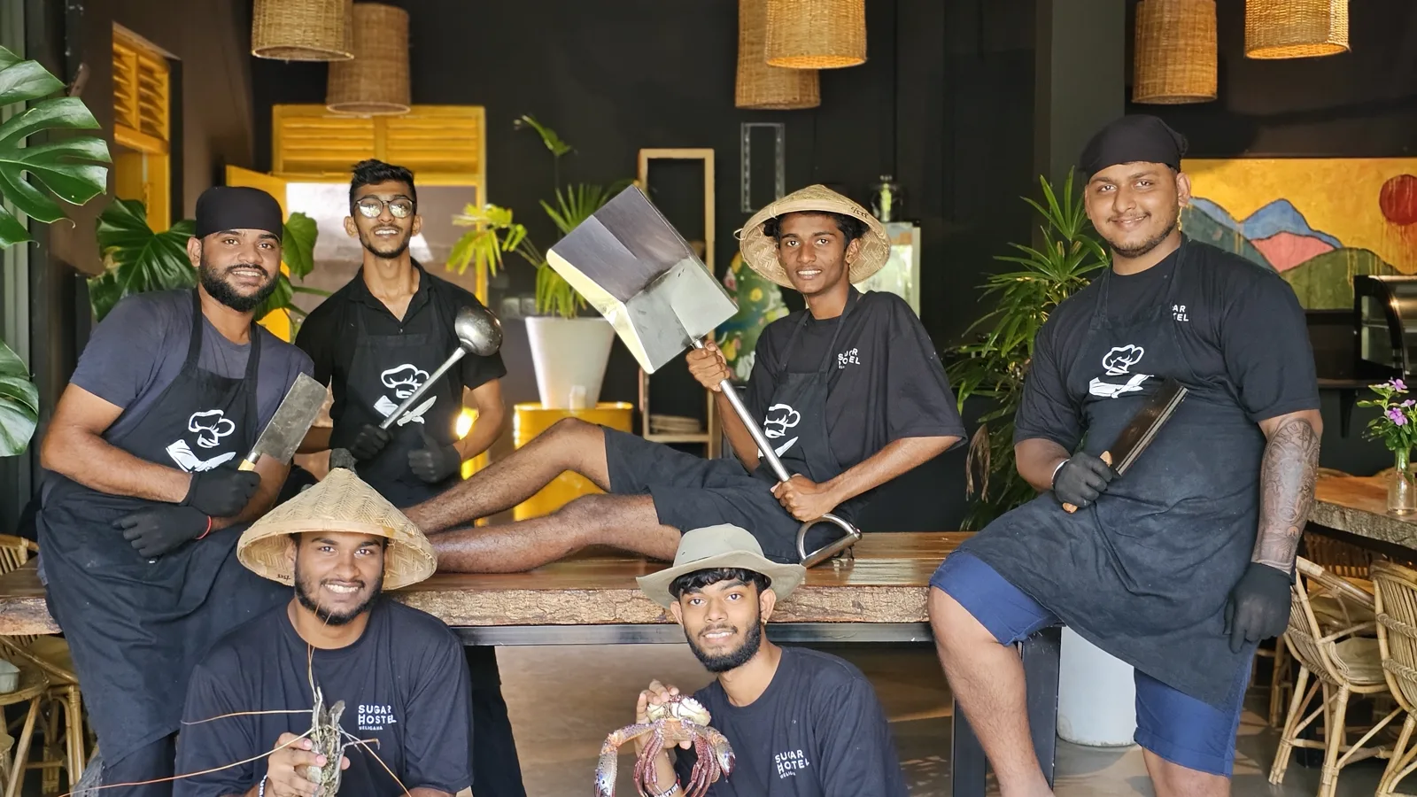 The Sugar Hostel team together in Weligama